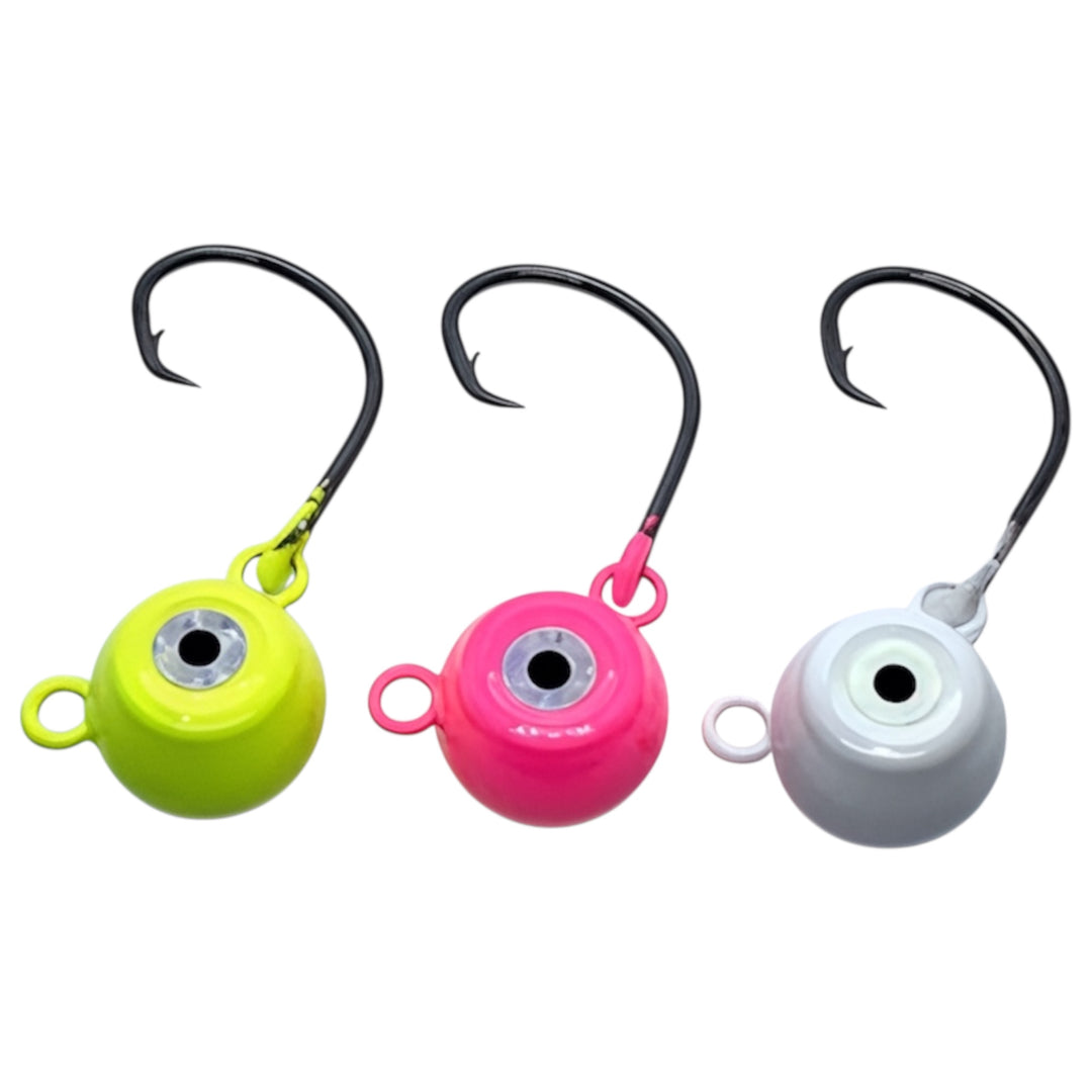 cyclops fishing hooks JIGS BASS JIG HEADS sharp hook for solid hooksets and a durable powder Prototypes are in the for