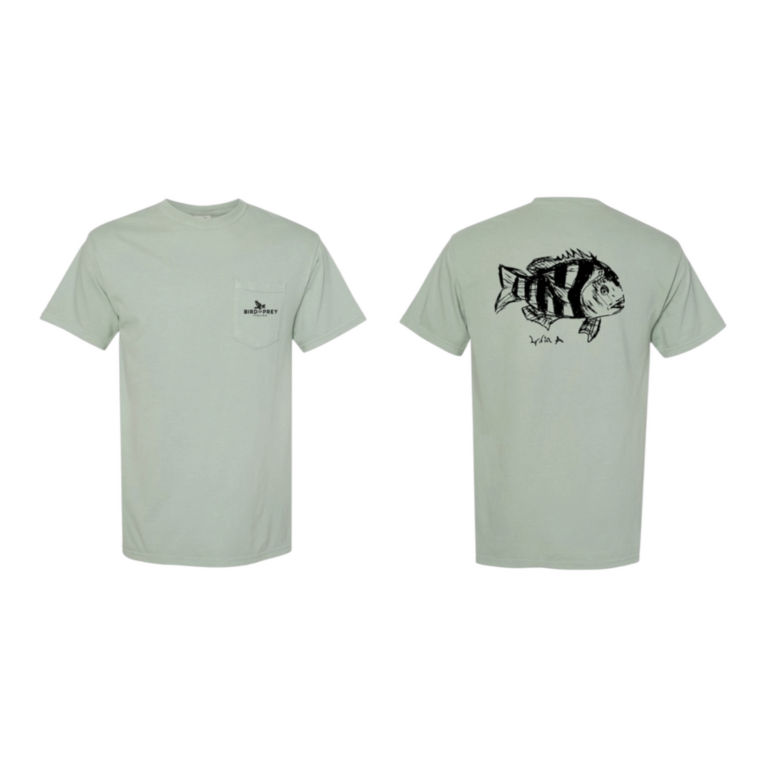 Bird of Prey Fishing T-Shirt: Sheepshead by Lydia Arnold